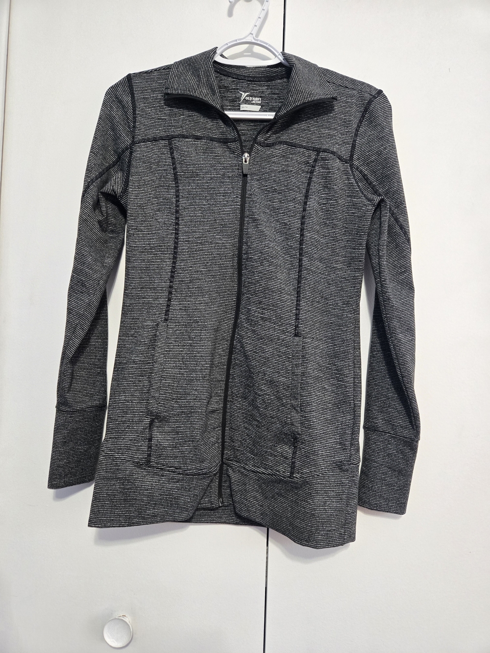 Old Navy Active Zip Front Performance Jacket XS Gray Space Dye Thumbholes